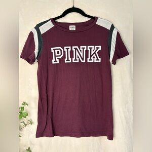 PINK Victoria's Secret Women’s Maroon and Gray Tee